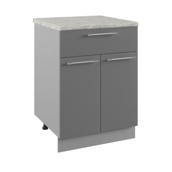 Арка С1ЯШ 600 шкаф нижний с ящиком (Штукатурка белая/корпус Серый) в Тогучине - toguchin.mebel54.com | фото