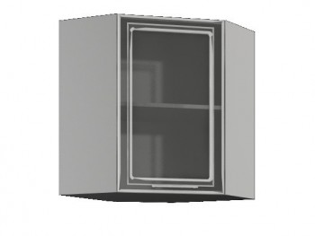 Бетон ШВУС 550*550 Шкаф верхний угловой с одной дверцей со стеклом в Тогучине - toguchin.mebel54.com | фото