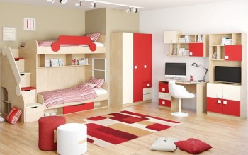 Детская комната Бэрри (Бежевый/Красный/корпус Клен) в Тогучине - toguchin.mebel54.com | фото