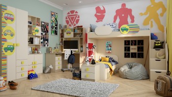 Детская комната Клаксон (Бежевый/корпус Клен) в Тогучине - toguchin.mebel54.com | фото
