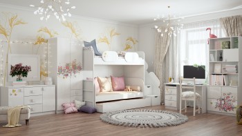 Детская комната Совушки (Белый/корпус Выбеленное дерево) в Тогучине - toguchin.mebel54.com | фото