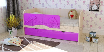 Друзья Кровать детская 2 ящика 1.6 Фиолетовый глянец в Тогучине - toguchin.mebel54.com | фото