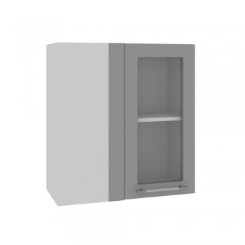 Гарда ПУС 650 шкаф верхний угловой со стеклом (Белый Эмалит/корпус Серый) в Тогучине - toguchin.mebel54.com | фото