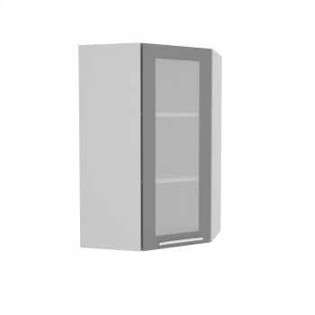 Гарда ВПУС 550 шкаф верхний угловой со стеклом высокий (Белый Эмалит/корпус Серый) в Тогучине - toguchin.mebel54.com | фото