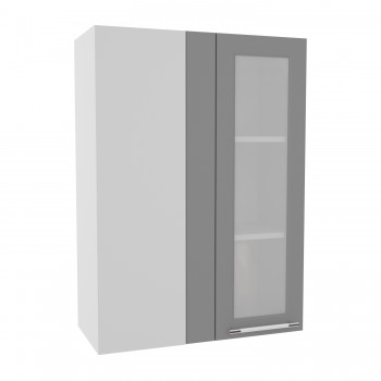 Гарда ВПУС 650 шкаф верхний угловой со стеклом высокий (Белый Эмалит/корпус Серый) в Тогучине - toguchin.mebel54.com | фото