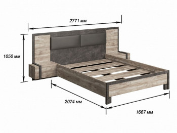 Клео Кровать 1600 с настилом (Дуб Юкон/Ателье темное) в Тогучине - toguchin.mebel54.com | фото