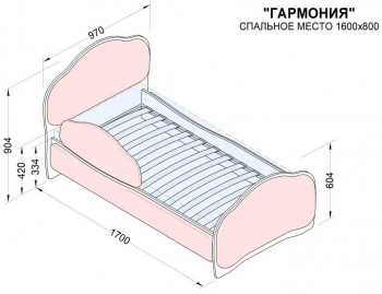 Кровать 160 Гармония 18 Бордовый (мягкий бортик) в Тогучине - toguchin.mebel54.com | фото