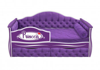 Кровать 160 серии Иллюзия 2 ящика 32 Фиолетовый (мягкие боковые накладки/подушка валик) в Тогучине - toguchin.mebel54.com | фото