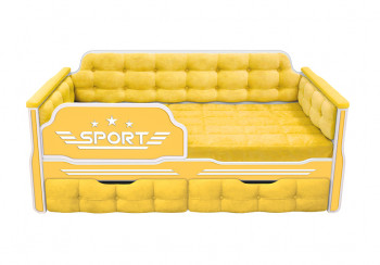 Кровать 160 серии Спорт 2 ящика 74 Жёлтый (мягкие боковые накладки) в Тогучине - toguchin.mebel54.com | фото