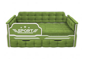 Кровать 160 серии Спорт 2 ящика 76 Зелёный (мягкие боковые накладки) в Тогучине - toguchin.mebel54.com | фото