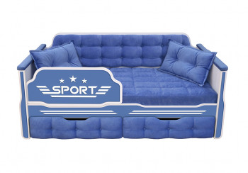 Кровать 160 серии Спорт 2 ящика 85 Синий (подушки) в Тогучине - toguchin.mebel54.com | фото