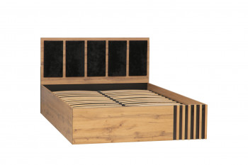 Кровать 1600 Либерти (дуб вотан/черный/велюр монако черный/ортопед/51.19) в Тогучине - toguchin.mebel54.com | фото