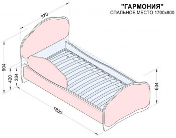 Кровать 170 Гармония 18 Бордовый (мягкий бортик) в Тогучине - toguchin.mebel54.com | фото