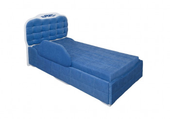 Кровать 190 Атлет Lux 29 Синий (мягкий бортик) в Тогучине - toguchin.mebel54.com | фото
