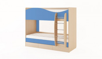 Кровать 2-х ярусная с ящиками (Беленый дуб/Синий) в Тогучине - toguchin.mebel54.com | фото