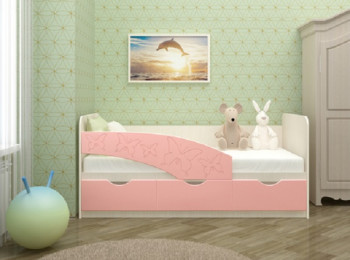 Кровать Бабочки 1,6м (Розовый металлик) в Тогучине - toguchin.mebel54.com | фото