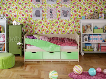 Кровать Бабочки 1,6м (Салатовый металлик) в Тогучине - toguchin.mebel54.com | фото