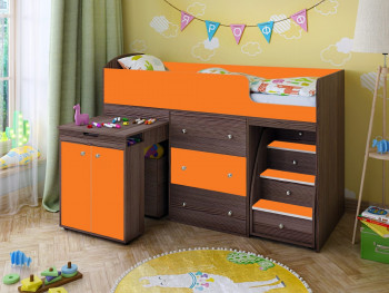 Кровать-чердак Малыш 1800 Бодего/Оранжевый в Тогучине - toguchin.mebel54.com | фото