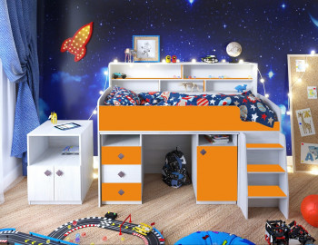 Кровать-чердак Малыш-5 Винтерберг/Оранжевый в Тогучине - toguchin.mebel54.com | фото