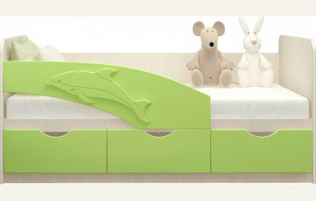 Кровать детская 1,6м Дельфин (Салатовый металлик) в Тогучине - toguchin.mebel54.com | фото