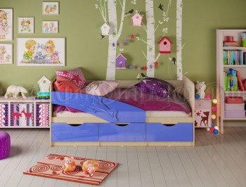 Кровать детская 1,6м Дельфин (Синий металлик) в Тогучине - toguchin.mebel54.com | фото