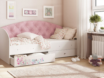 Кровать детская Эльза Белый/Розовый в Тогучине - toguchin.mebel54.com | фото