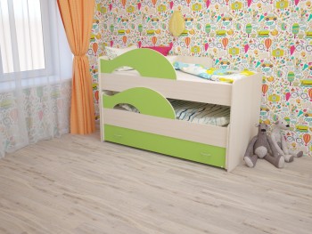 Кровать детская Радуга 1600 Млечный дуб/Салатовый в Тогучине - toguchin.mebel54.com | фото