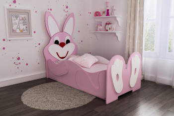 Кровать детская Зайка 1.6 Розовый/Белый в Тогучине - toguchin.mebel54.com | фото