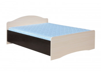 Кровать двойная 1400-1 без матраса (круглые спинки) Венге/Дуб выбеленный в Тогучине - toguchin.mebel54.com | фото
