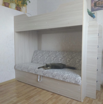 Кровать двухъярусная с диваном (Беленый дуб) в Тогучине - toguchin.mebel54.com | фото