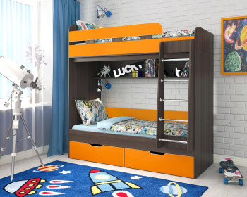 Кровать двухъярусная Юниор-5  Бодего/Оранжевый в Тогучине - toguchin.mebel54.com | фото