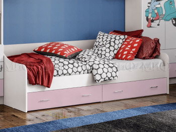 Кровать Fashion-1 Вега 0,9 м (Белый/Розовый) в Тогучине - toguchin.mebel54.com | фото