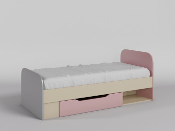Кровать Грэйси 1650х750 (Розовый/Серый/корпус Клен) в Тогучине - toguchin.mebel54.com | фото