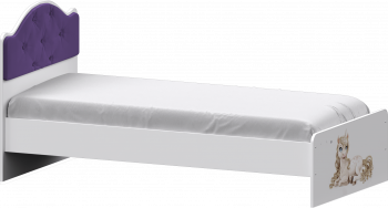 Кровать Каспер с мягкой спинкой и фотопечатью (800х1900)Белый/Фиолетовый в Тогучине - toguchin.mebel54.com | фото