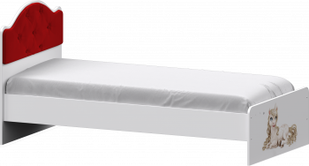 Кровать Каспер с мягкой спинкой и фотопечатью (800х1900)Белый/Красный в Тогучине - toguchin.mebel54.com | фото