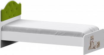 Кровать Каспер с мягкой спинкой и фотопечатью (800х1900)Белый/Лайм в Тогучине - toguchin.mebel54.com | фото