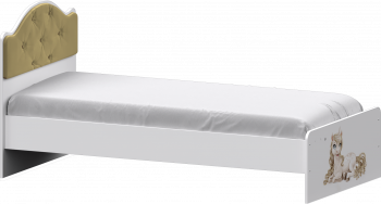 Кровать Каспер с мягкой спинкой и фотопечатью (800х1900)  Белый/Ваниль в Тогучине - toguchin.mebel54.com | фото