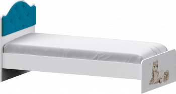 Кровать Каспер с мягкой спинкой и фотопечатью (800х2000)  Белый/Бирюза в Тогучине - toguchin.mebel54.com | фото