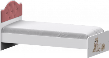 Кровать Каспер с мягкой спинкой и фотопечатью (800х2000)Белый/Светло-розовый в Тогучине - toguchin.mebel54.com | фото