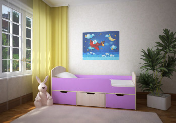 Кровать Малыш-мини Дуб молочный/Ирис в Тогучине - toguchin.mebel54.com | фото