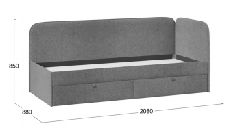 Кровать «Молли» с мягкой обивкой (900) тип 1 (Микровелюр Scandi Graphite 22) в Тогучине - toguchin.mebel54.com | фото