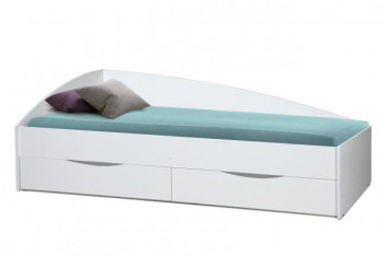 Кровать одинарная "Фея - 3" (асимметричная) (2000х900) New/(белый / белый / ДВПО белый) в Тогучине - toguchin.mebel54.com | фото