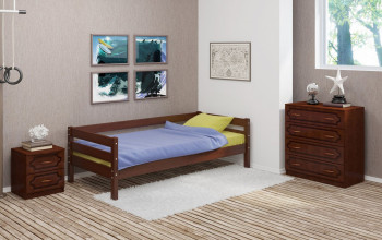 Кровать одинарная ГЛОРИЯ из массива сосны  900*2000 (Орех) в Тогучине - toguchin.mebel54.com | фото