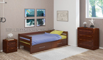 Кровать одинарная ГЛОРИЯ из массива сосны  900*2000 (Орех) в Тогучине - toguchin.mebel54.com | фото