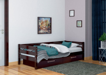 Кровать одинарная ГЛОРИЯ из массива сосны  900*2000 (Орех Тёмный) в Тогучине - toguchin.mebel54.com | фото