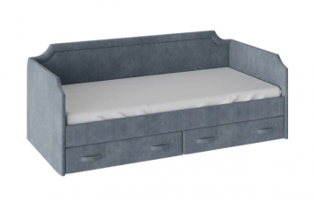 Кровать с мягкой обивкой и ящиками «Кантри» Тип 1 (900) (Замша синяя) в Тогучине - toguchin.mebel54.com | фото