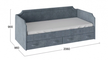 Кровать с мягкой обивкой и ящиками «Кантри» Тип 1 (900) (Замша синяя) в Тогучине - toguchin.mebel54.com | фото