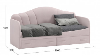 Кровать с мягкой спинкой и ящиками «Сабрина» 900 Пудровый в Тогучине - toguchin.mebel54.com | фото