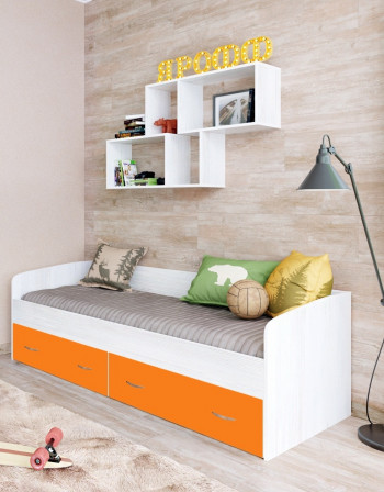 Кровать с выкатными ящиками Винтерберг/Оранжевый в Тогучине - toguchin.mebel54.com | фото