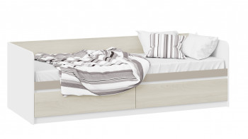 Кровать «Сканди» с 2 ящиками Дуб Гарден/Белый/Глиняный серый в Тогучине - toguchin.mebel54.com | фото